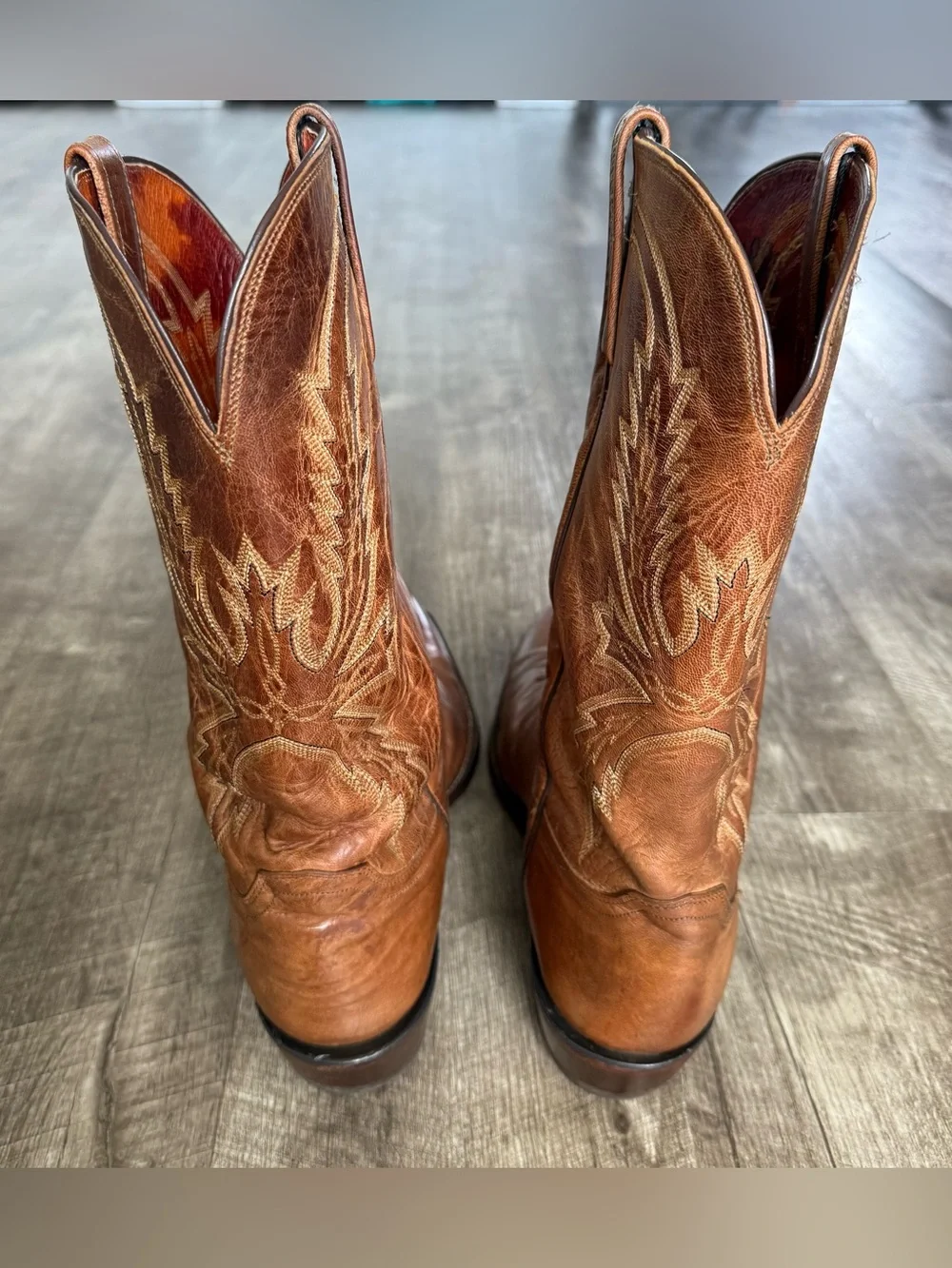 Lucchese 1883 Men's Handmade Burnished Tan Mad Dog Goat Boots Size 12D